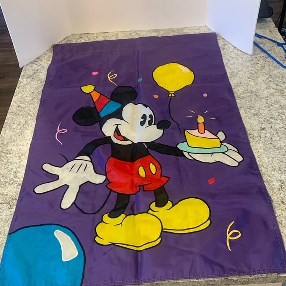Disney Mickey Large Decorative Flag Happy Birthday Mickey Embroidered 28"x40" - Picture 1 of 3